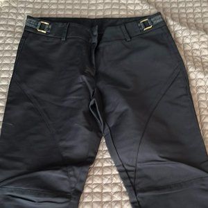 Black Pants with Camouflage and Gold Buckles on Waist